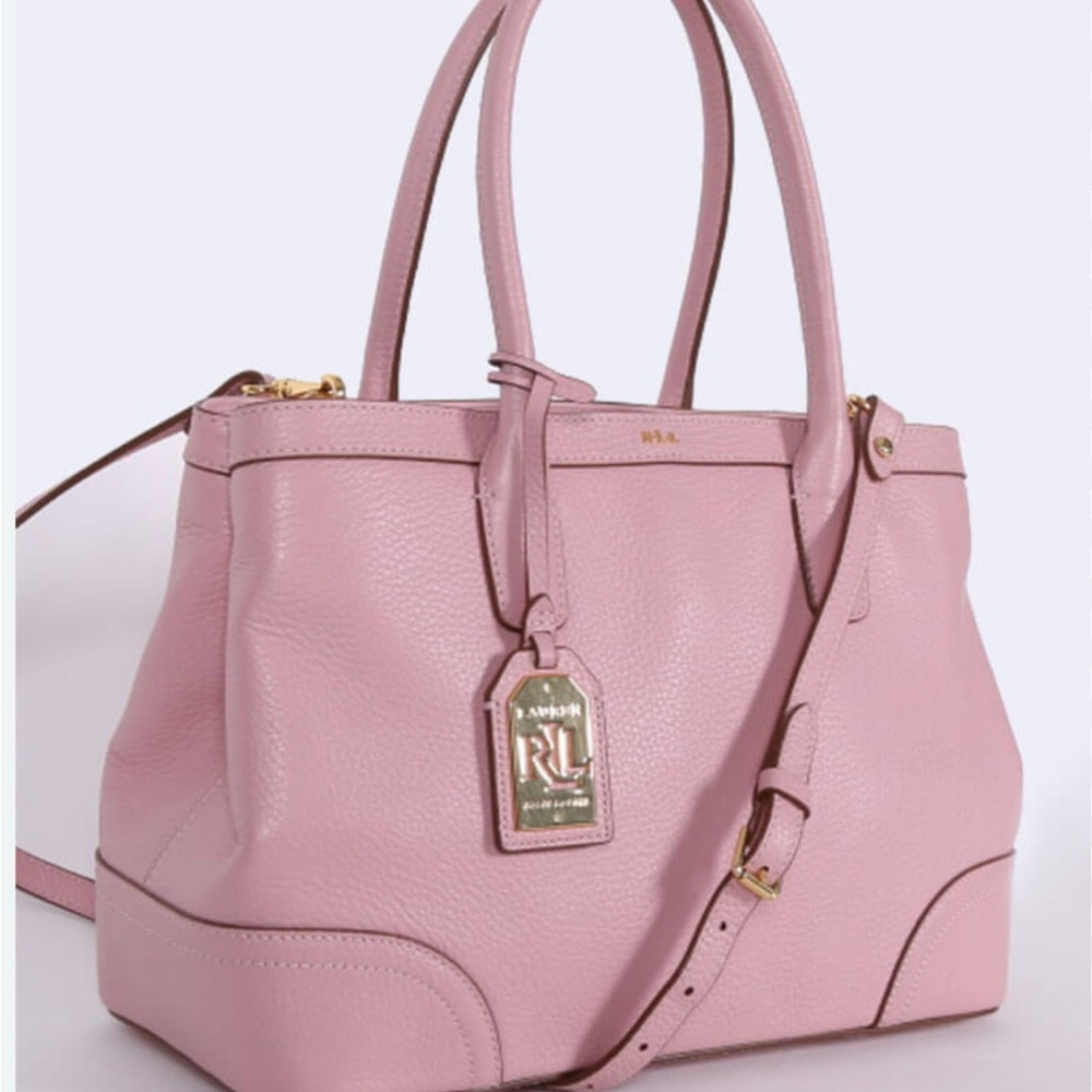 RALPH LAUREN FAIRFIELD CITY LEATHER SATCHEL BAG PLUSH PINK